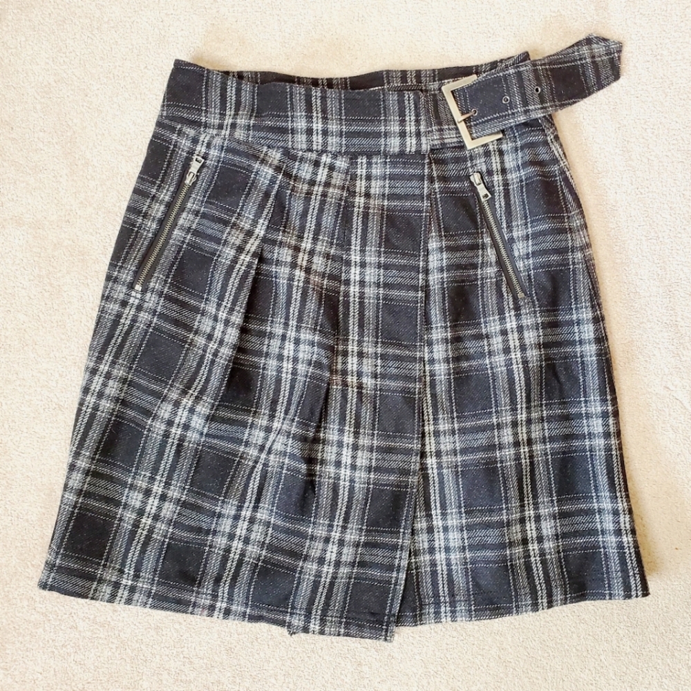 S2 Signal Plaid Schoolgirl Emo Punk Pleated A-Line Skirt Wool M